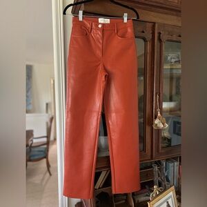 Aritzia Wilfred The Melina Orange High Waisted Vegan Leather Pants Sz 2